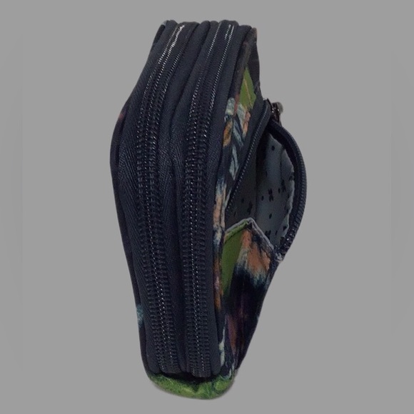 NWOT lug Splits Wallet, RFID Protection, Double Zipper, Floral on Navy Blue, - Picture 8 of 10